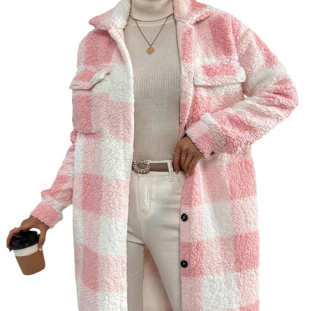 Plaid fabric coat for ladies with soft lining and button placket Lune London