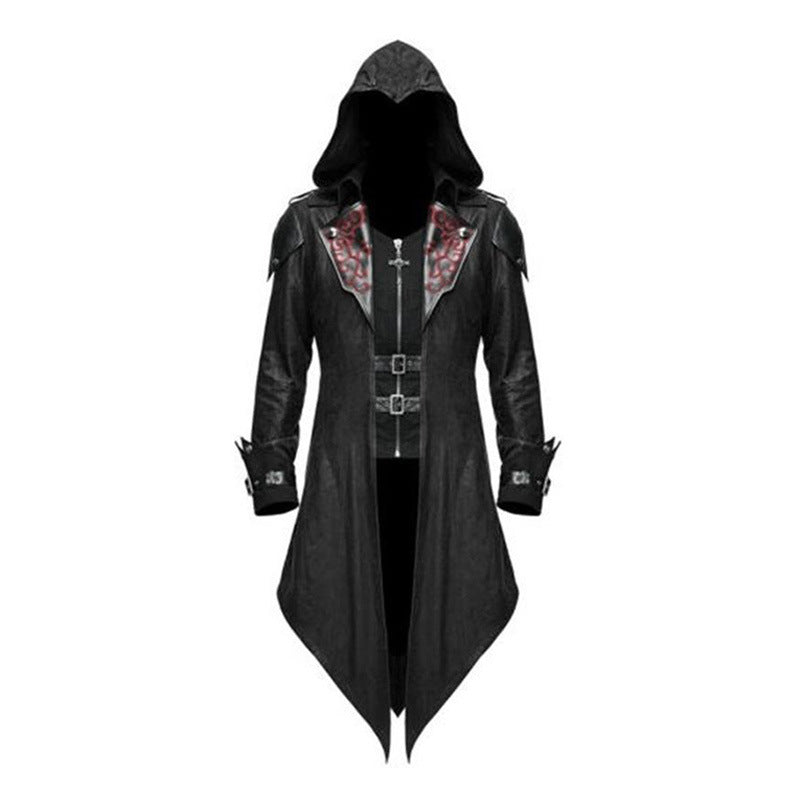 Hooded coat for women with faux leather details Lune London