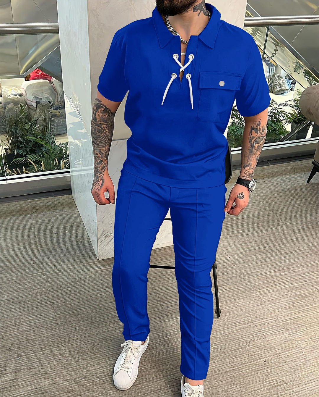 Stylish men's outfit with drawstring details Lune London