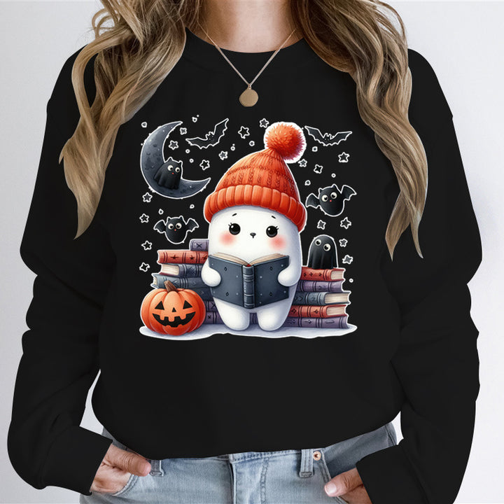 Sweat-shirt pour femmes avec motif d'Halloween mignon et design de livre Chic & Stil