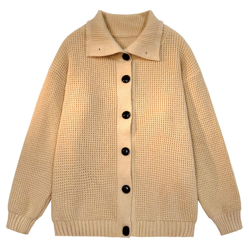 Knitted jacket for women with structured design and button placket Lune London