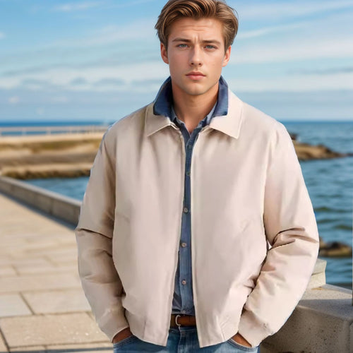 Men's transitional jacket with a sporty cut, featuring a zipper and practical pockets Lune London