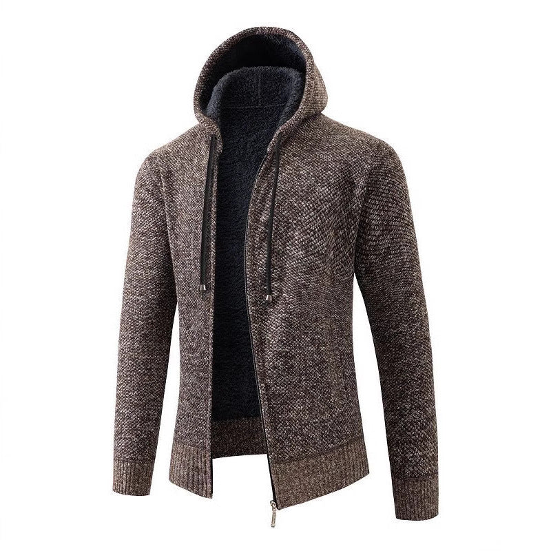 Comfortable fleece jacket for men with hood Lune London