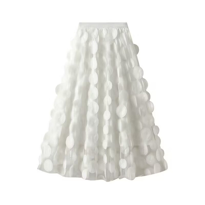 Elegant tulle skirt for women with 3D flower appliqués Lune London