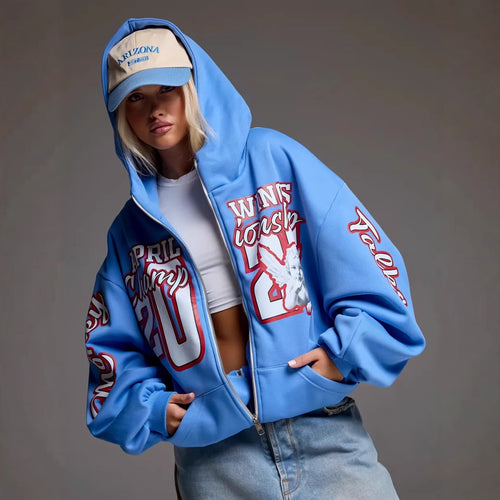 Casual hoodie for women with oversized print and drop shoulders Lune London