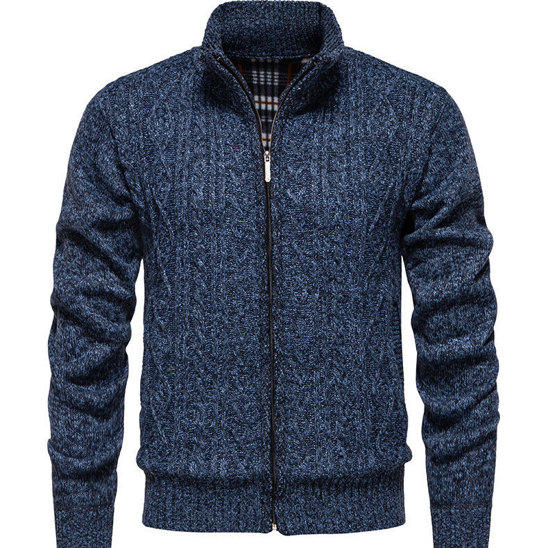 Men's knit jacket with high collar and zipper Lune London