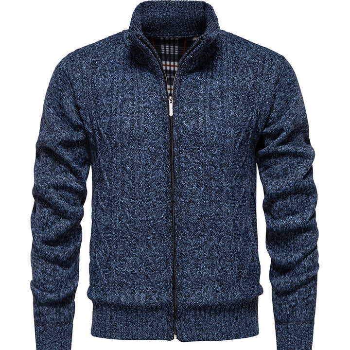 Men's knit jacket with high collar and zipper Lune London