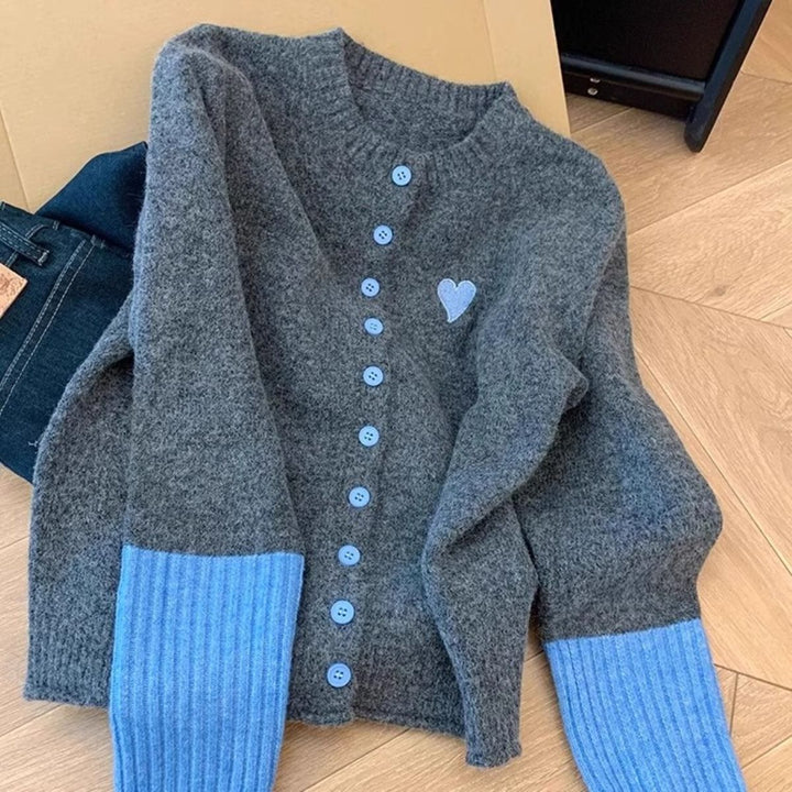 Cardigan douillet et doux pour femme avec un mélange de coton et des couleurs d'accent modernes Chic & Stil