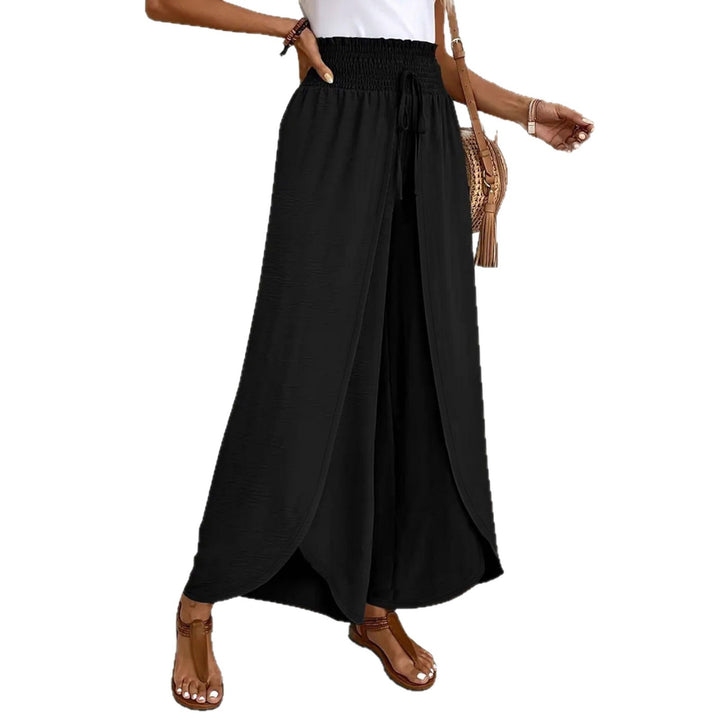 Palazzo pants for women with elastic waist and side slits Lune London