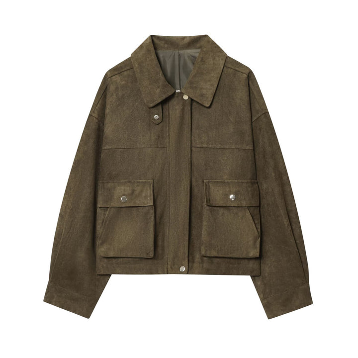 Trendy utility jacket for women with patch pockets and textured material Lune London