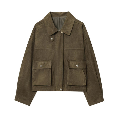 Trendy utility jacket for women with patch pockets and textured material Lune London