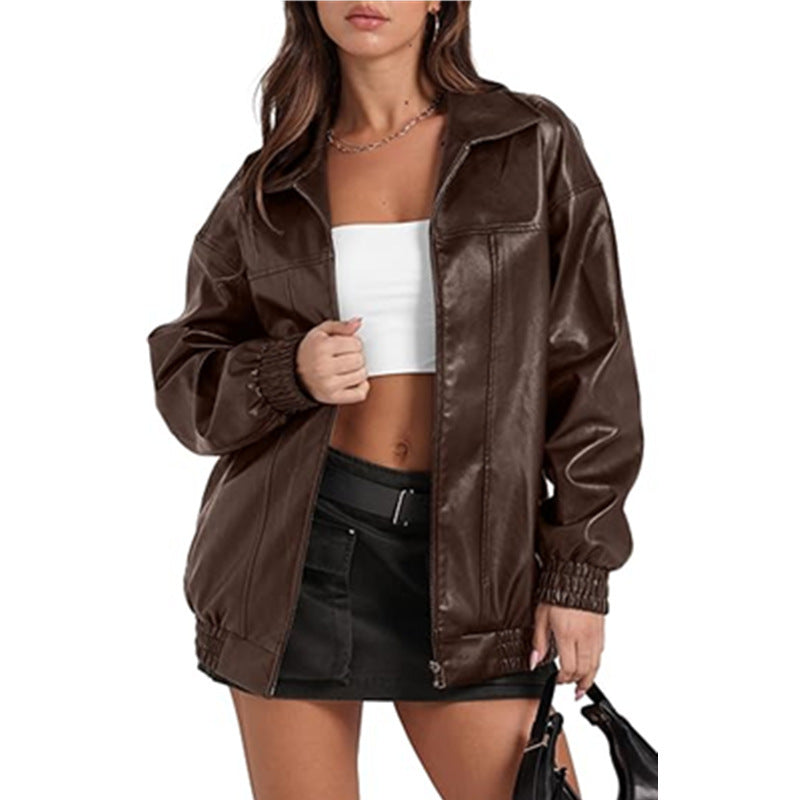 Ladies oversized casual jacket with elastic edges and convenient zipper Lune London