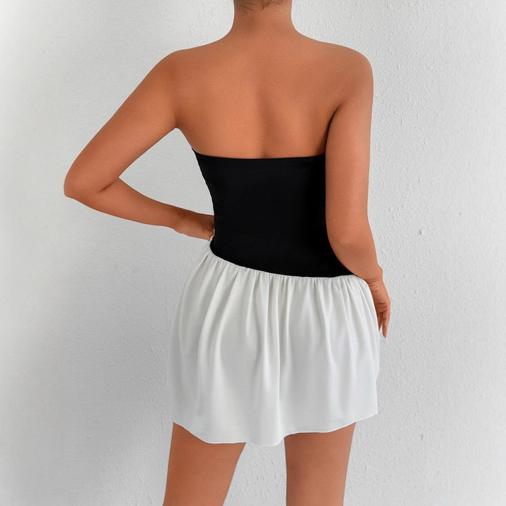Women's Fitted Bandeau Dress with Flared Skirt Lune London