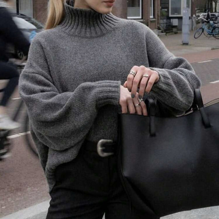 Ladies high quality funnel neck sweater with oversized casual fit Lune London