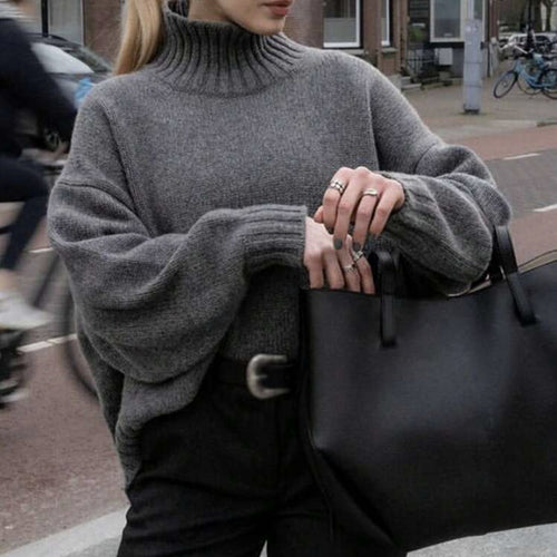 Ladies high quality funnel neck sweater with oversized casual fit Lune London