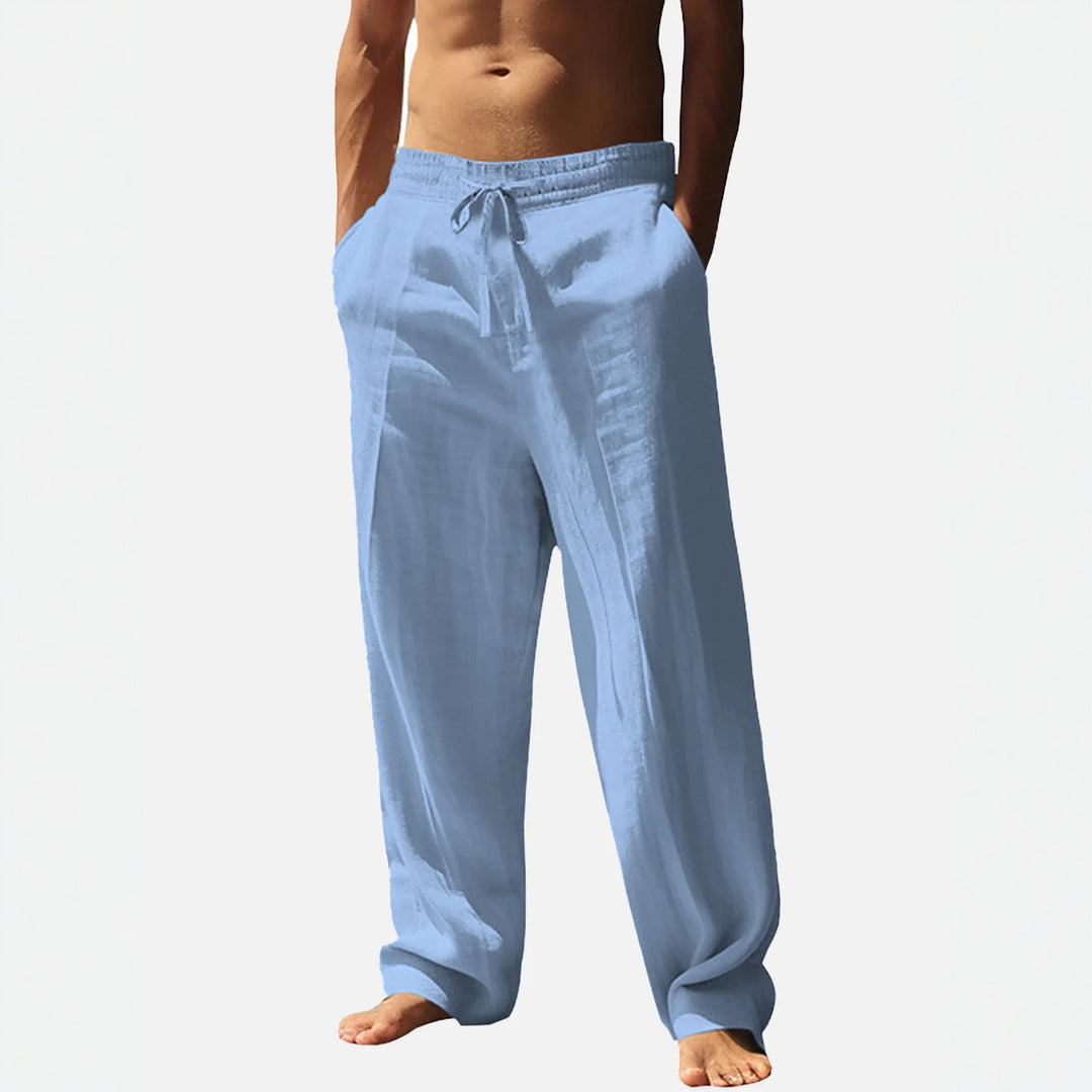 Casual linen pants for men with elastic waistband and side pockets Lune London