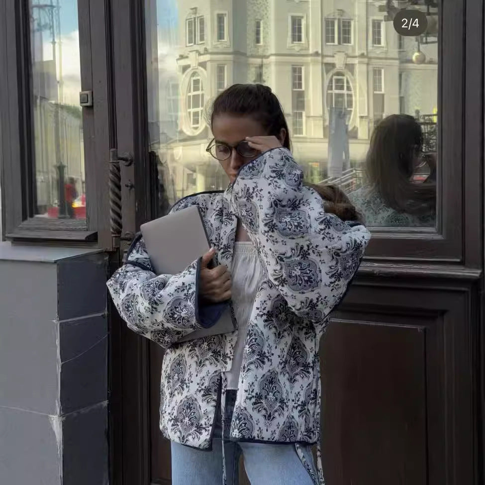 Veste chic pour femmes avec motif floral et ceinture ajustable Chic & Stil