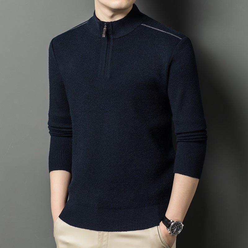 Elegant high collar sweater for men with half-zip closure Lune London