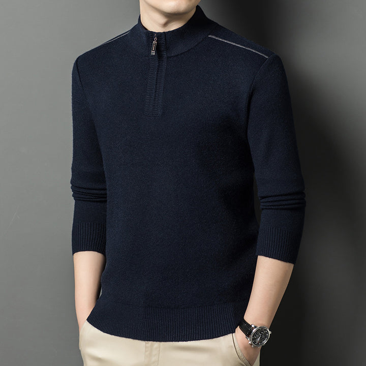 Elegant high collar sweater for men with half-zip closure Lune London