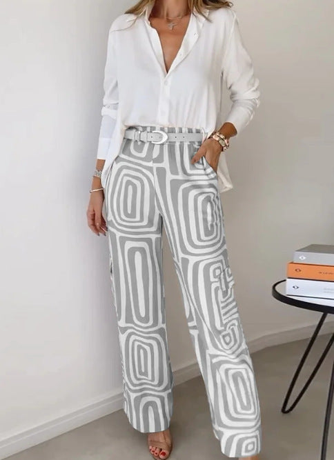 Flared pants for women with a patterned design and high waist Lune London