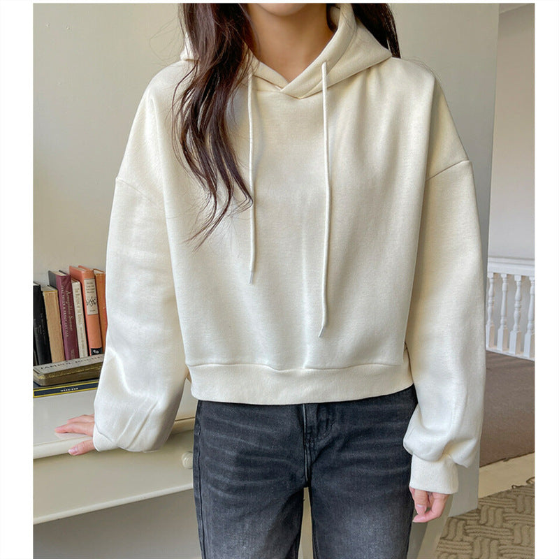 Sweat à capuche court décontracté pour femmes avec des manches volumineuses Chic & Stil