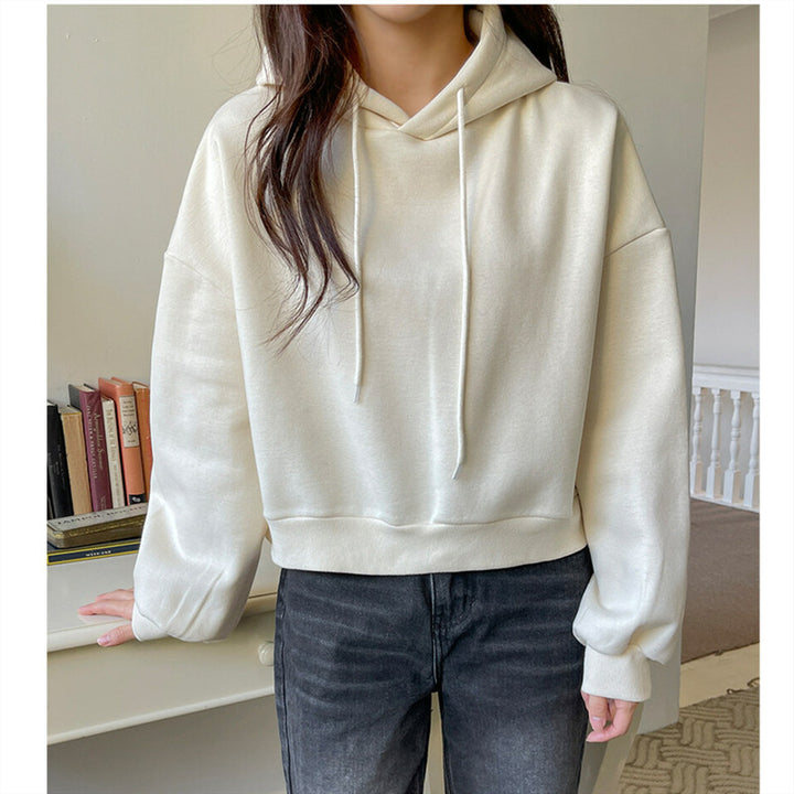 Sweat à capuche court décontracté pour femmes avec des manches volumineuses Chic & Stil
