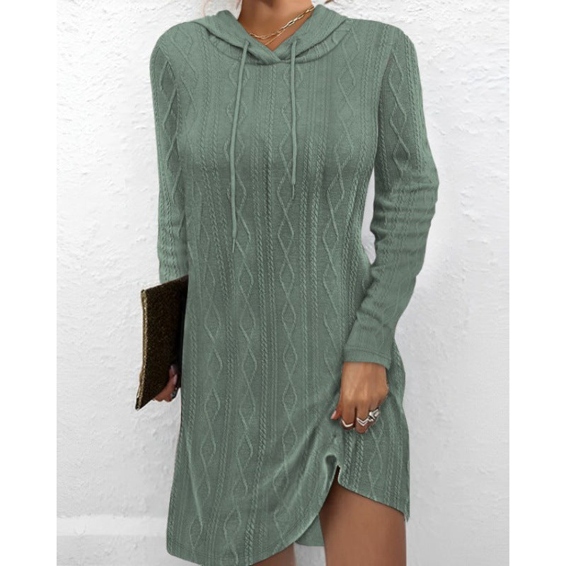 Robe en tricot pour femmes avec capuche et motif texturé Chic & Stil