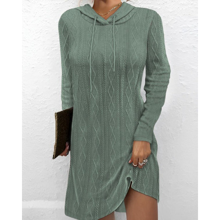 Robe en tricot pour femmes avec capuche et motif texturé Chic & Stil