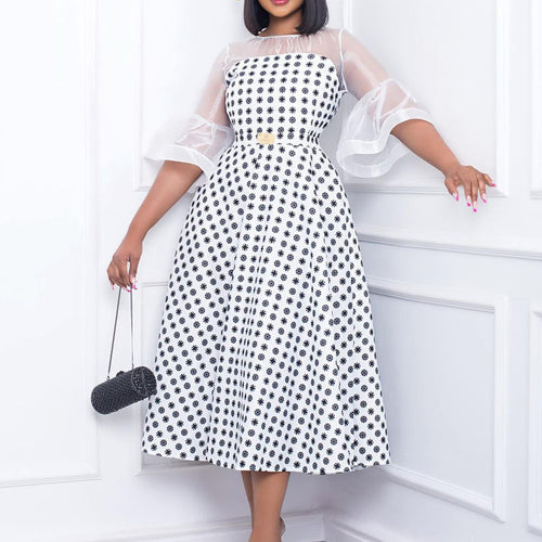 Floral dress for women with transparent sleeves Lune London