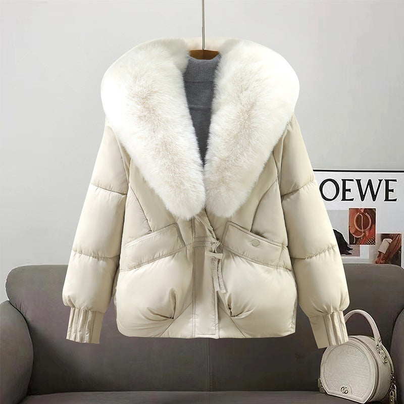 Ladies trendy winter coat lined with removable faux fur collar Lune London
