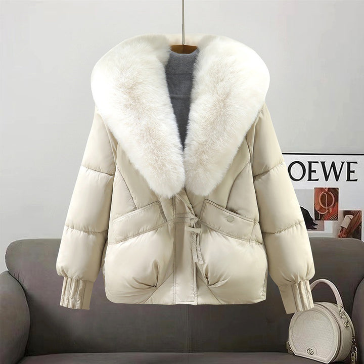 Ladies trendy winter coat lined with removable faux fur collar Lune London