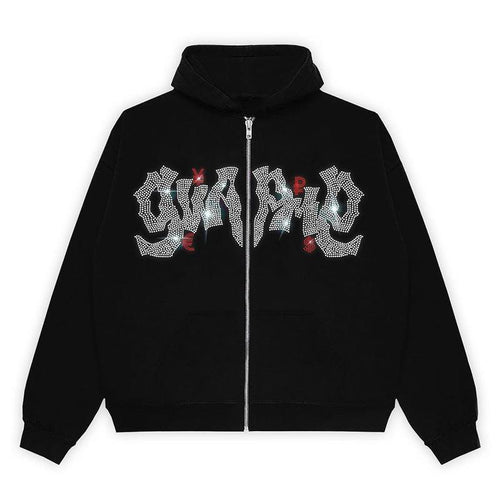 Women's hoodie with elegant glitter design and full-length zipper Lune London