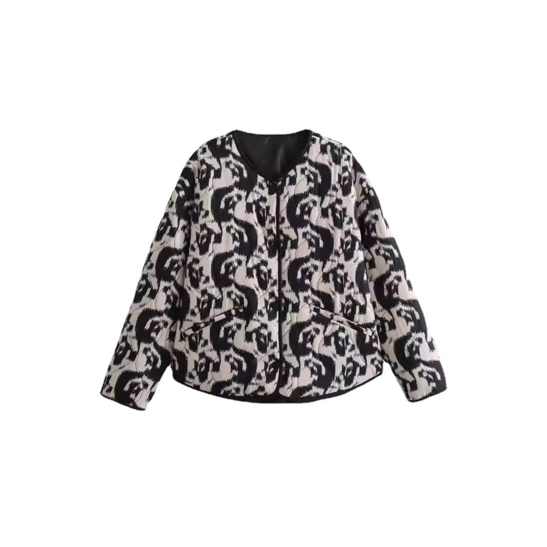 Ladies Trendy Chic Animal Print Padded Clothing