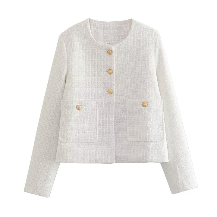 Fashionable tweed jacket for women with textured fabric Lune London