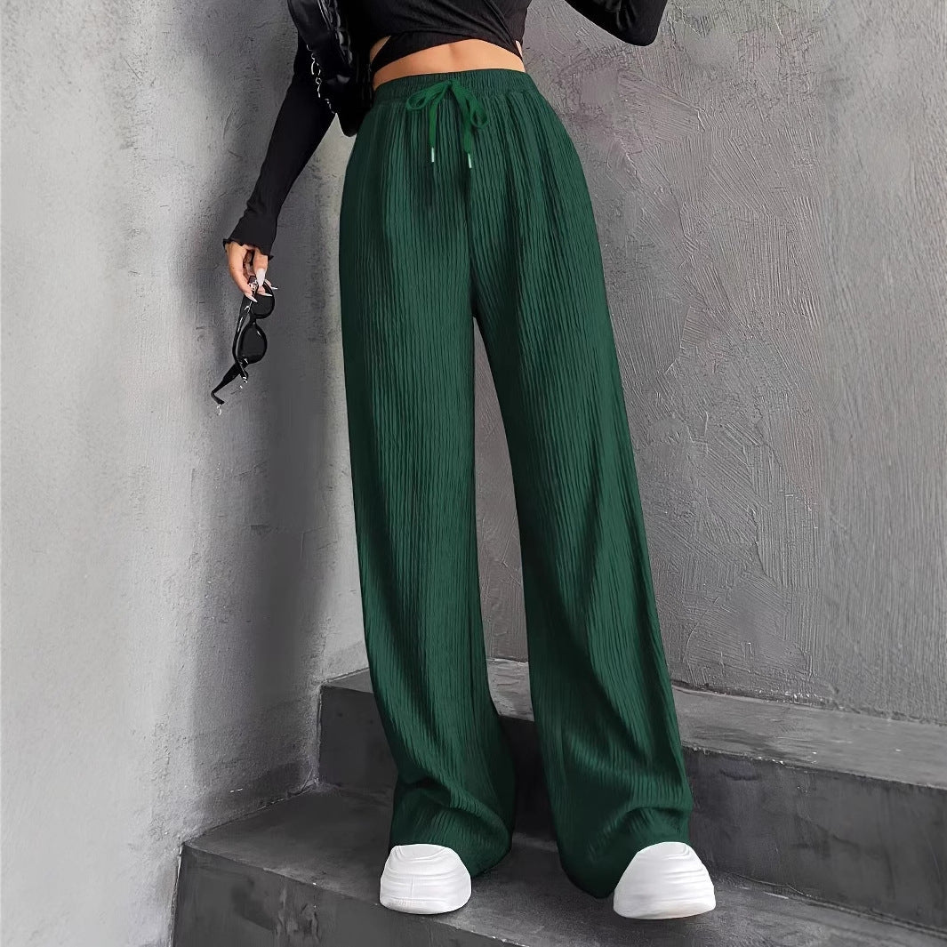 Wide pleated pants for women with elastic waistband Lune London