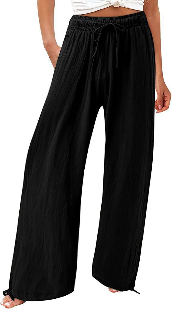 Loose summer pants for women in lightweight material with adjustable waist Lune London