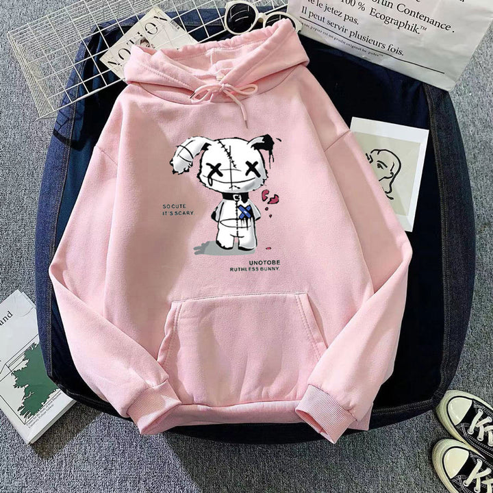 Ladies hooded sweatshirt with unique cartoon design and cozy inner lining Chic & Stil