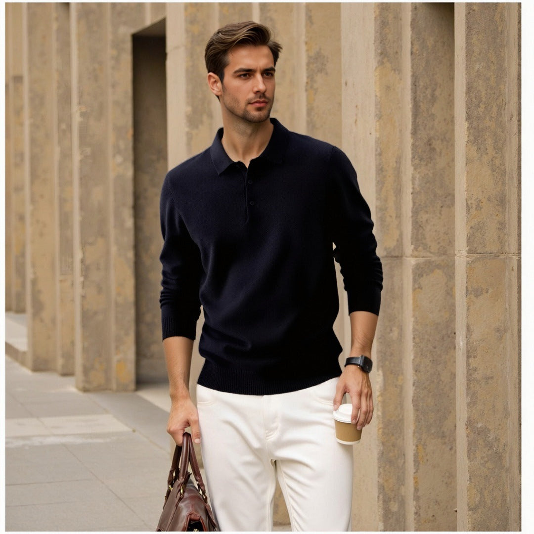 Elegant polo sweater for men in fine cotton Lune London