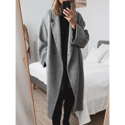 Oversized wool coat for women with elegant lapels and double button closure Lune London