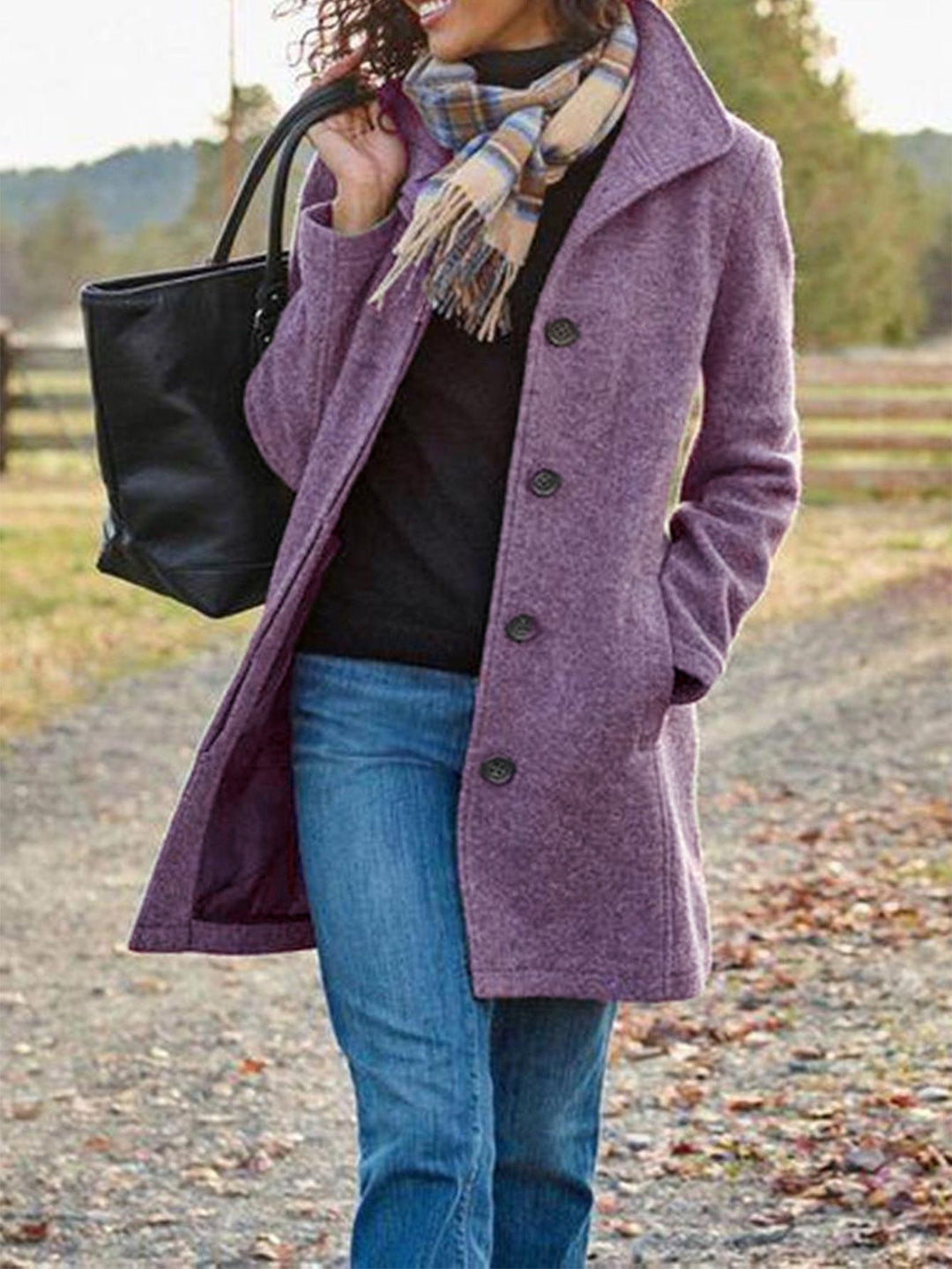 Ladies elegant wool coat with practical pockets and classic lapels Lune London