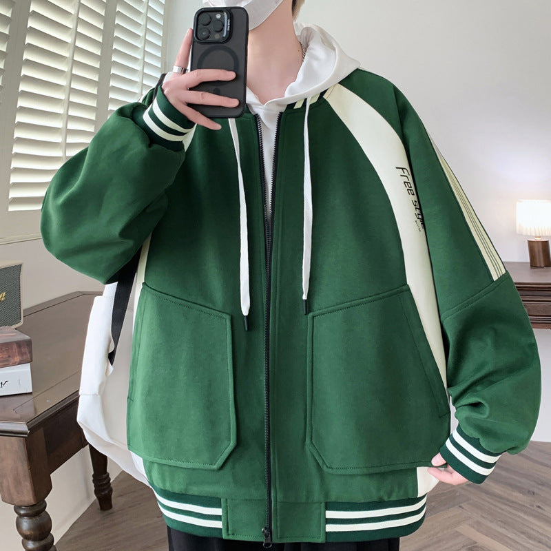 Unisex sporty bomber jacket with contrasting sleeve edges Lune London