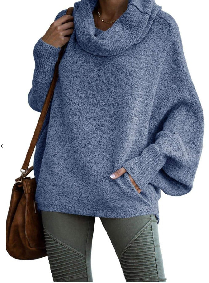 Ladies oversized knit sweater with turtleneck Lune London