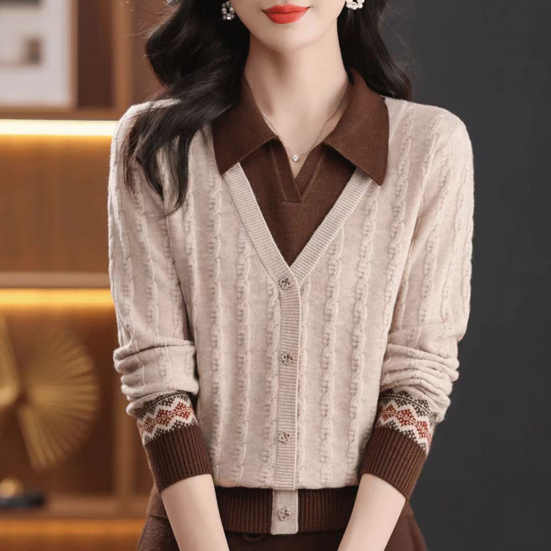 Femmes cardigan élégant avec décolleté en V Chic & Stil
