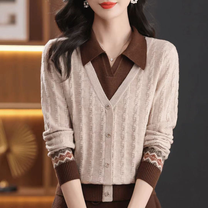 Femmes cardigan élégant avec décolleté en V Chic & Stil