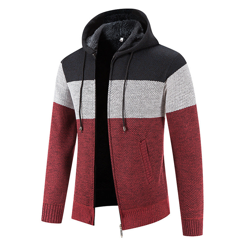 Trendy knit jacket for men with hoodie and textured design Lune London