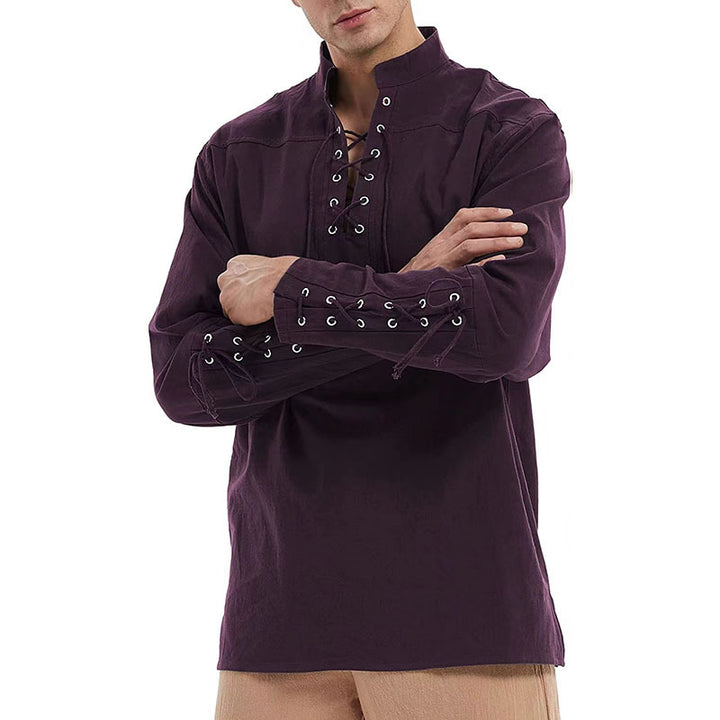 Men's long sleeve shirt with trendy laces and contrasting seams Lune London