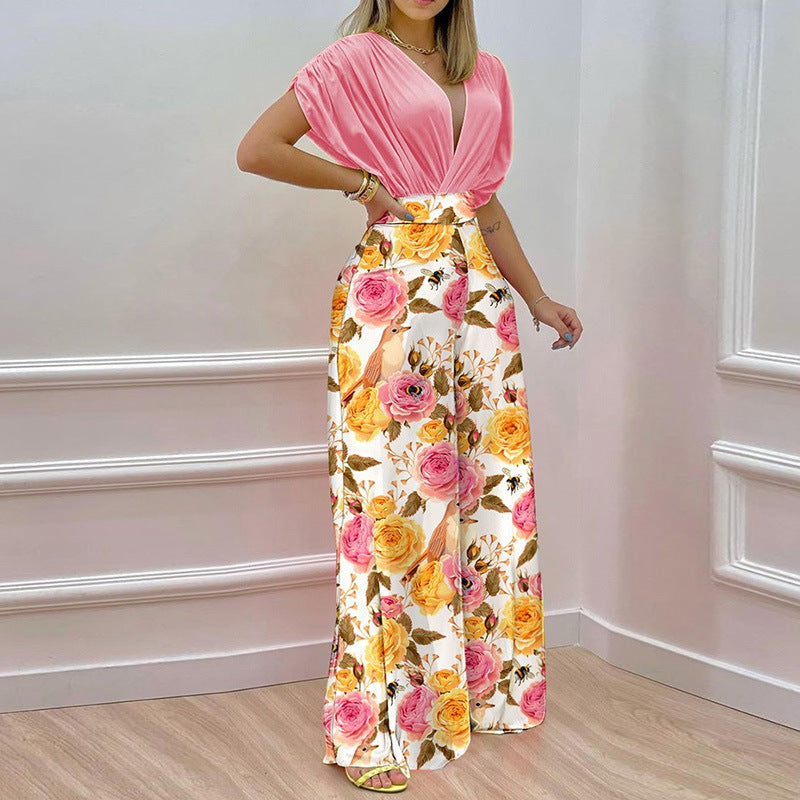 Combinaison élégante pour femmes avec décolleté en V profond et jambes larges Chic & Stil