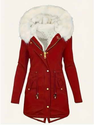 Ladies padded winter coat with removable hood Lune London