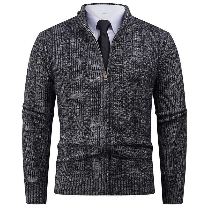 Men's knitted jacket with modern zipper and cable pattern Lune London