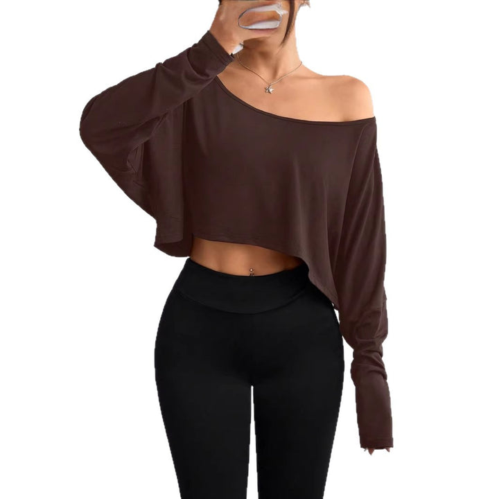 Women's Casual Crop Top with Loose Fit and Asymmetrical Neckline Lune London
